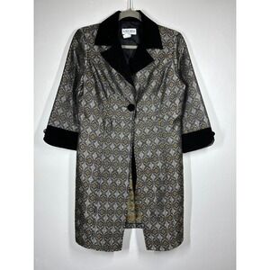 Vintage‎ 90s Metallic Brocade Blazer Jacket Small Whimsigoth Artsy Long Velvet